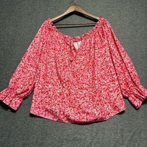 Pink Floral Pattern Women's Top by SHEIN Size 2XL